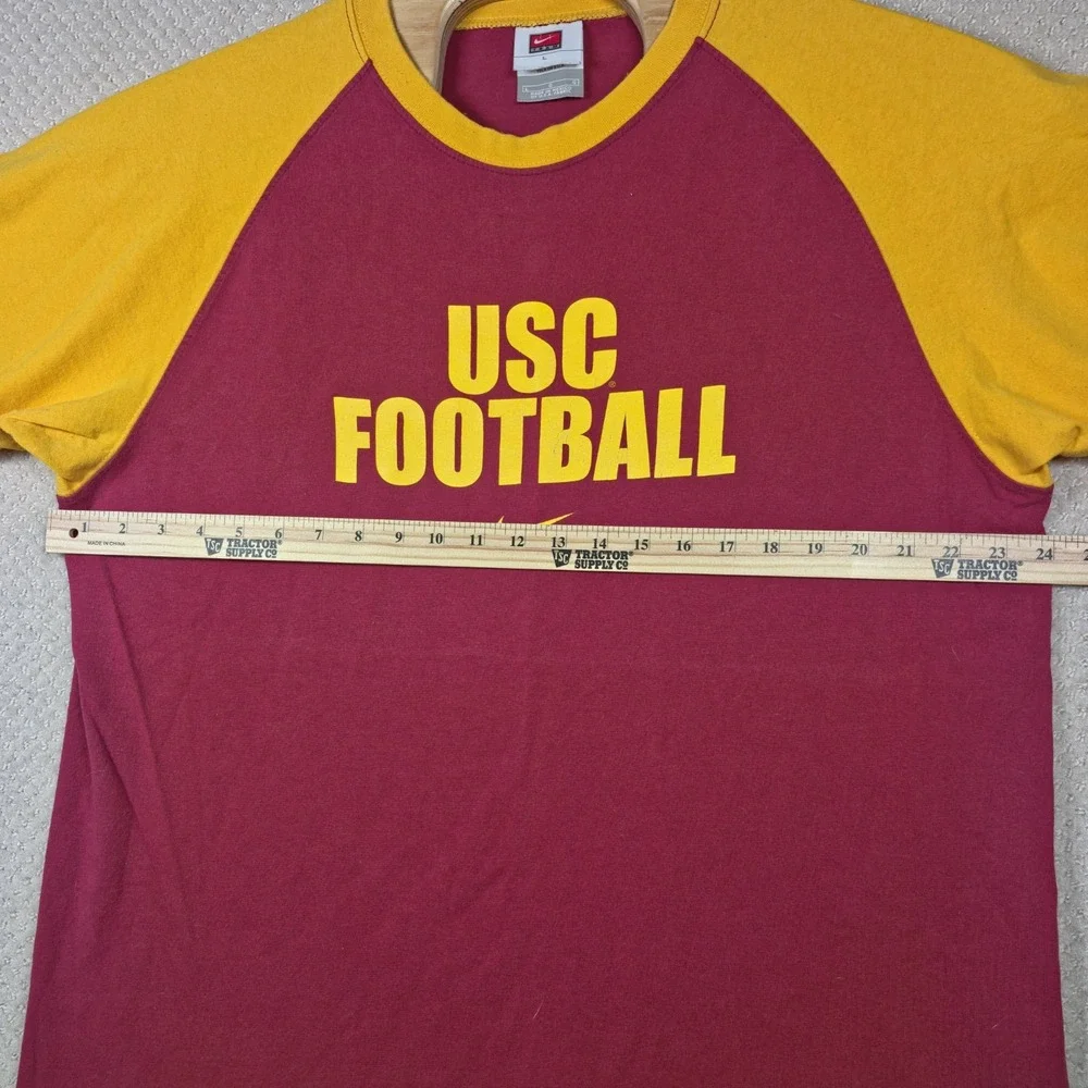 Vintage Y2K Nike Team USC‎ Trojans Football T-Shirt Mens L Center Swoosh Raglan